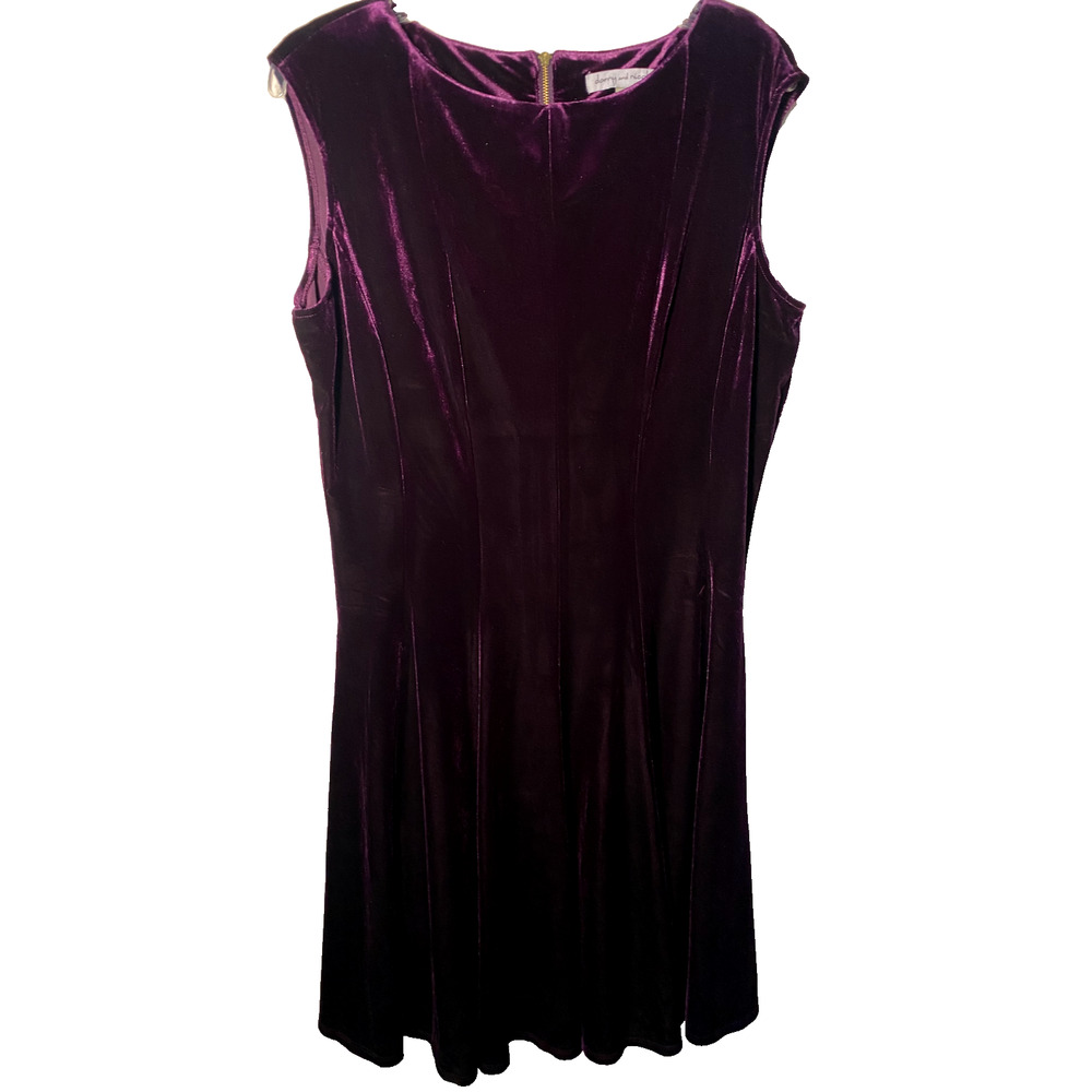 Danny and Nicoles - Purple Women's Flair Dress - Zip Up - Velvet Feel - NEW